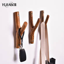 Креативный крючок в форме ветки дерева из твердой древесины в скандинавском стиле, украшение в стиле ретро, крючок для ключей для пальто, шляпы 2024 - купить недорого