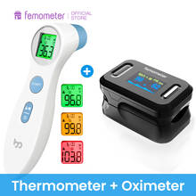 2Pcs/set Femometer Oximetro Finger Spo2 Pulse Oximeter Didital Noncontact Thermometer OLED Display Heart Rate with Batteries 2024 - buy cheap