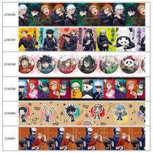Personaje de dibujos animados japoneses Jujutsu Kaisen, grogrén impreso de 50 yardas, cinta de satén, accesorios para el cabello 2024 - compra barato