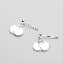 925 Sterling Silver Round Smooth Studs Earrings Minimalist Fashion Fine Jewelry For Women Party Elegant Accessories 2024 - buy cheap