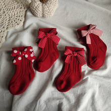 Children's Socks Christmas New Year's Socks With Red Bow Girls 2020 Autumn Winter Warm Spanish Style Wool Baby Soken Kids 2024 - buy cheap