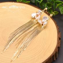 GLSEEVO Natural Fresh Water Flower Long Tassel Charm Drop Earrings For Women Engagement Handmade Fine Luxury Jewellery GE0893 2024 - buy cheap