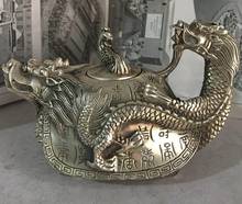 Exquisita y especial artesanía de plata tibetana, dragón, Tortuga, Fénix, oráculo, jarra con inscripción de hueso, estatua de metal 2024 - compra barato