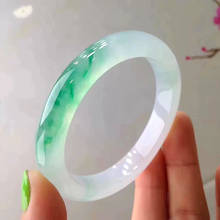 Zheru-pulsera de jade de dos colores para mujer, joyería de jadeíta natural de Malasia, Grado A, color verde hielo de 54-62mm, pulsera de princesa elegante, el mejor regalo 2024 - compra barato
