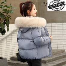 Chaqueta de Invierno para Mujer, abrigo grueso y elegante, Parkas con capucha de piel grande, estilo coreano, LW525, 2021 2024 - compra barato