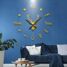 Reloj de pared creativo con cabeza de ciervo 3D, decoración acrílica para habitación, bricolaje, personalidad, pegatina de pared, reloj silencioso minimalista moderno 2024 - compra barato