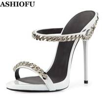 ASHIOFU-Sandalias de tacón alto hechas a mano para mujer, zapatos sexys con cadenas de Metal, zapatillas de moda de noche, gran oferta 2024 - compra barato