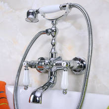 Grifo de bañera de estilo de teléfono cromado moderno, grifería para bañera, lavabo, montado en la pared, dos asas, ducha de mano caliente y fría, Bna202 2024 - compra barato