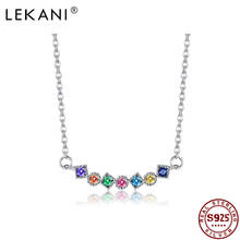 LEKANI 925 Sterling Silver Rainbow Pendant Necklaces Colorful Geometry Crystal Zircon Necklace For Women Jewelry Accessories 2024 - buy cheap