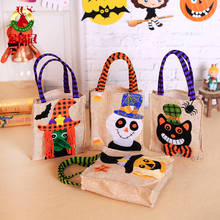 Сумки для конфет на Хэллоуин, Подарочная коробка, детская Льняная сумка-тоут, тыква, призрак, конфетная сумка, вечерние украшения на Хэллоуин 2024 - купить недорого