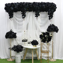 Black Series Artificial Flower Row Rose Arrangement Wedding Table Centerpieces Floral Ball Hanging Curtain Decor Flowers Garland 2024 - buy cheap
