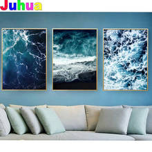 3d diamond painting cross stitch Blue Ocean modern romantic artwork,5d,diamond embroidery Triptych Waves mosaic crafts , 2024 - buy cheap