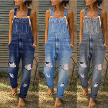 Women Denim Jeans Jumpsuits and Rompers Ripped Hole Pockets Playsuits Ladies Slim Full Length Overalls 2024 - buy cheap