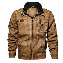 Chaqueta de piel sintética para hombre, abrigo ajustado para motocicleta, ropa de marca, 7XL, J6T591 2024 - compra barato