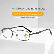 Gafas de lectura a la moda para hombre y mujer, lentes transparentes con marco de Metal Retro y luz azul, para hipermetropía + 1,0 + 1,5 + 2,0 + 2,5 + 3,0 + 3,5 + 4,0 2024 - compra barato