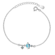 Doce 925 prata esterlina pulseiras para menina jóias fantasia romântico planeta azul cristal pulseira feminino presente de aniversário kofsac 2024 - compre barato