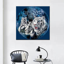 Полная квадратная/Круглая Мозаика 5D DIY Алмазная картина с изображением белого тигра, стразы, алмазная вышивка, украшение для дома FG1704 2024 - купить недорого