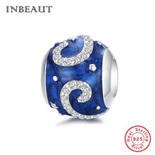 INBEAUT Original White CZ Star Sky Beads fit Brand  Bracelet 925 Sterling Silver Blue Enamel Universal Night Charms Pendants 2024 - buy cheap