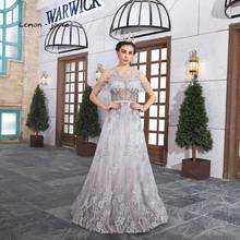 Lemon joyce Elegant Evening Dresses 2020 Sexy O-neck Beading Illusion A-line Party Prom Gowns Plus Size 2024 - buy cheap