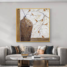 Jarrón abstracto con flores para decoración moderna del hogar, pintura de 100% a mano al óleo sobre lienzo, arte de pared Vintage, Póster Artístico 2024 - compra barato