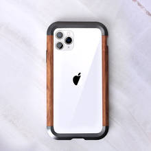 Capa de celular luxuosa em alumínio, com acabamento em madeira natural, para iphone 12, mini, 11 pro, max, xs, max, xr, x, 8, 7, se 2024 - compre barato