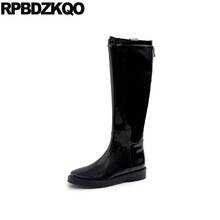 Botas gruesas de motorista Ecuestre para mujer, botines de invierno de cuero genuino personalizados hasta la rodilla 2024 - compra barato