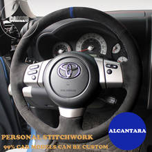 Stitchwork Alcantara Car Steering Wheel Cover for Toyota Prado Reiz Highlander Camry Hand Sewing Personal Embroidery on Wrap 2024 - buy cheap