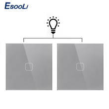 Esooli EU/UK standard Gray Crystal Glass 1 Gang 2 Way Touch Switch Panel Touch Switch Light Wall Only Touch Function Switch 2024 - buy cheap