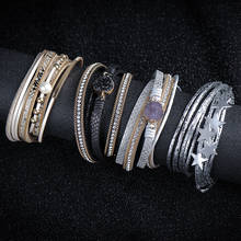 Misanryne pulseira de couro feminina, bracelete com múltiplas camadas de pérola, vintage, joia para mulheres, 2019 2024 - compre barato