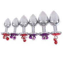 Metal anal plug com pequeno sino de aço inoxidável redondo/coração cristal butt plug anal dilatador brinquedos sexuais para homem/mulher 2024 - compre barato