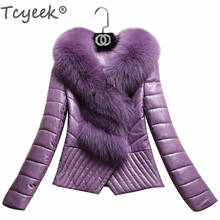 Tcyeek Natural Fox Fur Collar Genuine Leather Jacket Women Winter White Duck Down Jacket Real Sheepskin Coat Female Outwear 523 2024 - buy cheap