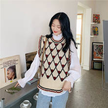 Suéter sin mangas de punto para mujer, chaleco con patrón de corazones bonitos, estilo coreano, T485, primavera, 2021 2024 - compra barato