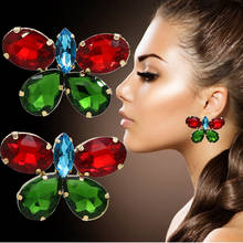 Multicolor Big Crystal Butterfly Stud Earrings wedding gifts for guests With s925 Needle Women Fashion Jewelry 2024 - buy cheap