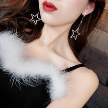 Fashion crystal rhinestone hollow new earrings five-pointed star hanging earrings female fashion jewelry 2024 - buy cheap