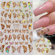 Переливающиеся 3D наклейки для ногтей в виде бабочек, 1 шт., клейкие слайдеры, Красочные золотые переводные наклейки для ногтей «сделай сам», фольга, обертывания, украшения 2024 - купить недорого
