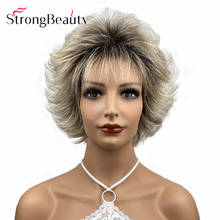 Strongbeauty curto onda do corpo peruca em camadas pixie corte loira/vermelho/preto perucas de cabelo sintético calor ok 2024 - compre barato