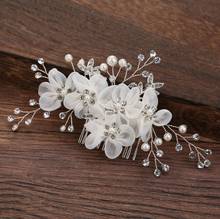 Diadema de flores para boda, accesorios para el cabello, Tiara nupcial con diamantes de imitación, peine, horquillas, joyería para el cabello de boda 2024 - compra barato