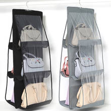 6 Pocket 2 Sides Hanging Handbag Organizer for Wardrobe Closet Transparent Storage Bag Door Wall Kitchen Clear Sundry Shoe Bag 2024 - buy cheap