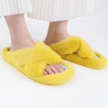 Pantufas europeias de pele de marta de alta qualidade, chinelos lisos e luxuosos para mulheres, 2021 2024 - compre barato