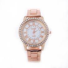 Fashion Couple Watch Women's Rhinestone Roman Numerals Alloy Band Clock Round Analog Quartz Rose gold wrist watch montre femme 2024 - buy cheap