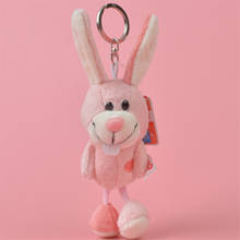 Colgante de conejo de peluche para llavero, Mini colgante de conejo de póker rosa con orejas grandes, suave, ramo, muñeco de juguete, adornos, regalos, 1 ud. 2024 - compra barato