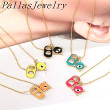 10Pcs Soda Cap Two Holes Charm Pendant and Eye Crystal Charm Necklace, Gold Plating Colour WomenTrendy Handmade Jewelry 2024 - buy cheap