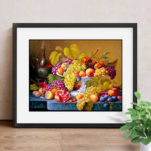 Frutas diamante bordado cozinha decoração da parede pintura diamante quadrado completo mosaico de cristal imagem de strass 2024 - compre barato