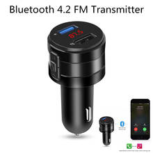 Fm-передатчик Bluetooth 4,2, модулятор громкой связи, автомобильное зарядное устройство 3,1 А, двойной USB адаптер, Автомобильный MP3 плеер, беспроводной аудиоресивер, черный 2024 - купить недорого