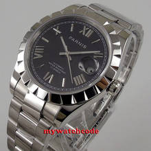 Мужские автоматические часы с черным циферблатом, сапфировым стеклом и датой, 39 мм, miyota 8215, 1319 2024 - купить недорого