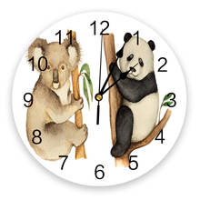 Animal Koala Panda Big Tree Leaves PVC Wall Clock Home Decor Wall Clock Modern Design Living Room Decor Wall Digital Clock 2024 - buy cheap
