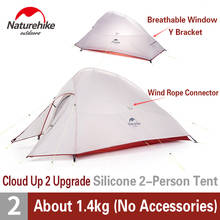 Naturehike tenda de acampamento atualizada, barraca de viagem ultraleve com dupla camada à prova d'água, equipamento externo para 2 pessoas, 20d/210t 2024 - compre barato