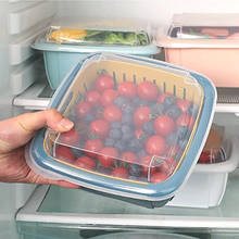Criativo geladeira caixa de armazenamento de água fresca selado crisper dreno recipiente de alimentos frutas vegetais drenagem cesta de cozinha gadgets 2024 - compre barato