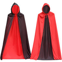 Disfraz de vampiro para adultos y niños, Túnica con capucha, negra, roja, capa de lujo para Halloween, vestido de Navidad de longitud completa 2024 - compra barato