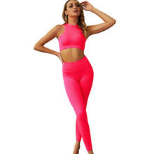 Women Back Zipper Fluorescent Color Yoga Set Workout Sportswear Gym Clothes  Crop Bra High Waist Leggings Female Sports Suit F24 2024 - buy cheap